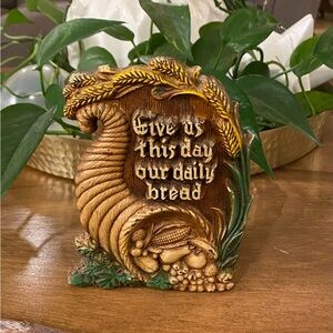 Vtg 1958 Multi Products Napkin Holder Give Us This Day Prayer Cornucopia USA